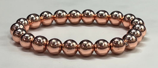 Rose Gold Handmade Beaded Bracelet Women’s or Men’s Bead Jewelry, Gift Idea