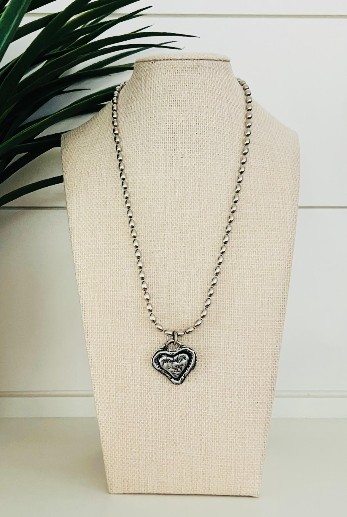 Women's Silver Heart Necklace, Silver Plated Chain Necklace,  Boutique Jewelry, Gift for Her