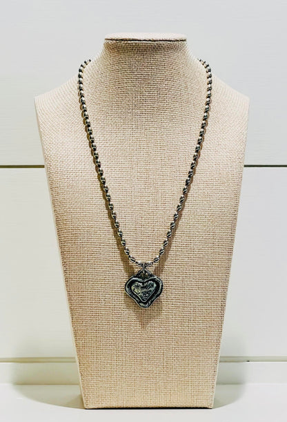 Women's Silver Heart Necklace, Silver Plated Chain Necklace,  Boutique Jewelry, Gift for Her