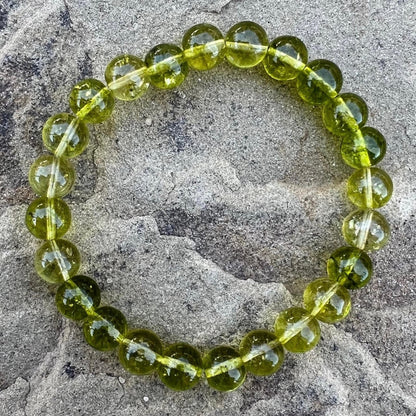 Men's or Women's Peridot Gemstone Bracelet, Unisex Peridot Beaded Bracelet, August Birthstone, Lime Green Bracelet