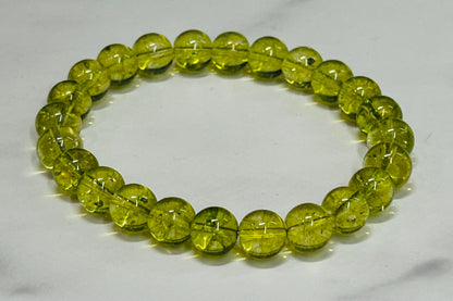 Men's or Women's Peridot Gemstone Bracelet, Unisex Peridot Beaded Bracelet, August Birthstone, Lime Green Bracelet