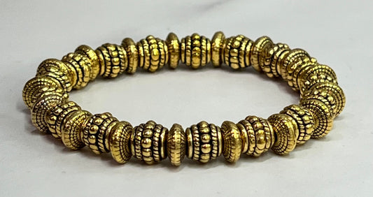 Women's Gold Beaded Bracelet, Antique Meets Contemporary Style, Gift for Her