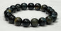 Men's Black Rainbow Obsidian Gemstone Bead Bracelet, Unisex Beaded Stretch Bracelet, Green, Gift for Him