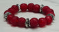 Women's Red and Silver Bracelet, African Recycled Glass, Boho Style Stretch Bracelet, Beaded Bracelet