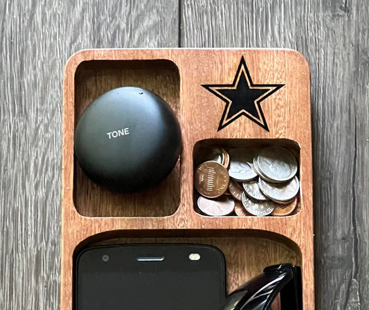 Dallas Cowboys Catchall Tray, Wooden Tray, Valet Tray, Accessory Tray, Cowboy Star Tray, Organizer, Dallas Fan, Men's or Women's Gift