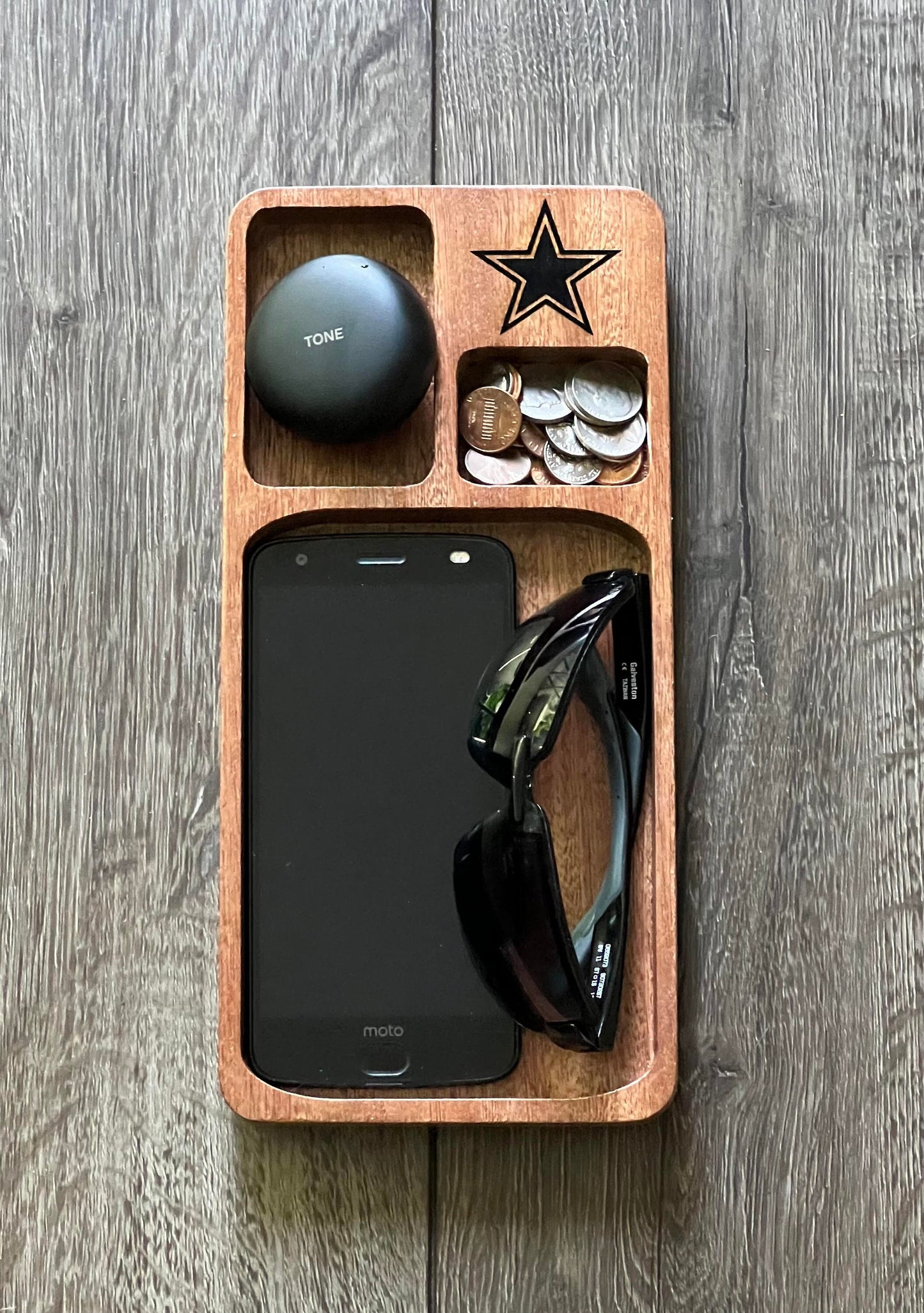 Dallas Cowboys Catchall Tray, Wooden Tray, Valet Tray, Accessory Tray, Cowboy Star Tray, Organizer, Dallas Fan, Men's or Women's Gift