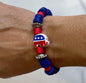 Women's Republican Elephant Beaded Bracelet, Red, Blue and Silver Patriotic Jewelry, Political Statement Gift